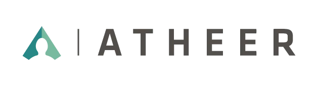 Ather company logo with stylized letter A in green and gray.