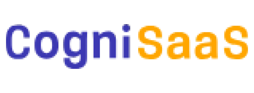Text logo reading 'CogniSaaS' with 'Cogni' in blue and 'SaaS' in orange on black background.
