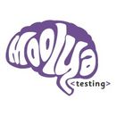 Logo with the word 'Moolya' in stylized text and '<testing>' below it in smaller font.
