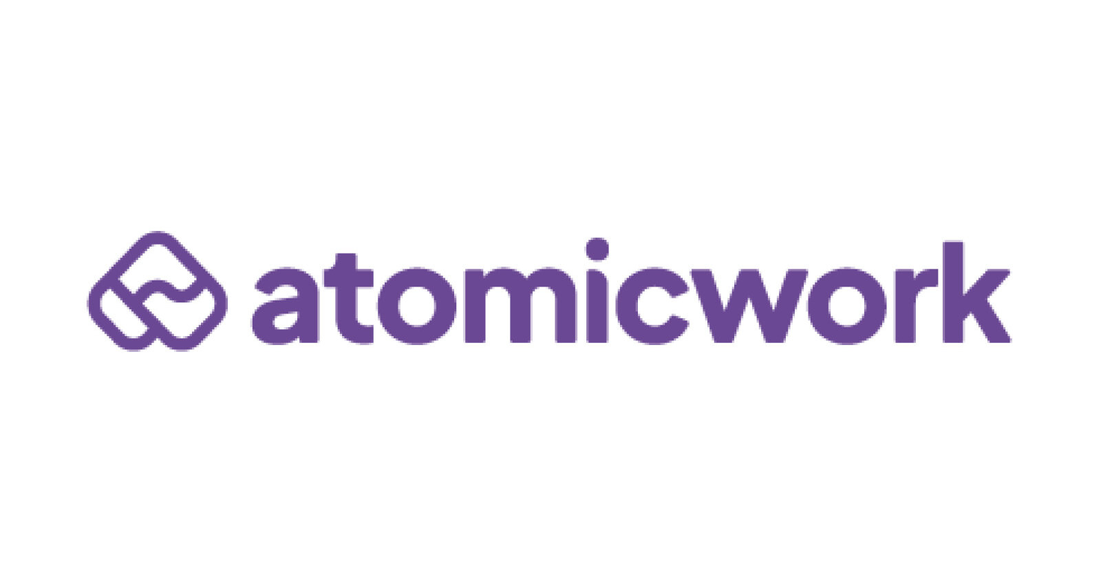 Atomicwork logo with purple linked diamond-shaped symbol and text.