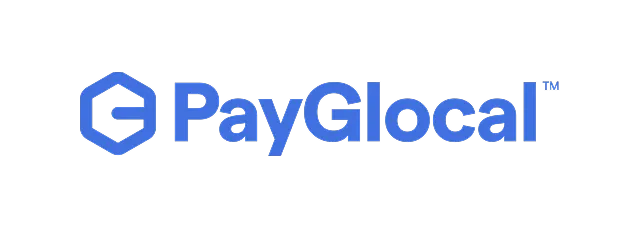 PayGlocal company logo in blue with a hexagon symbol on the left.