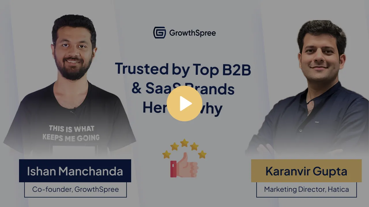 Ishan Manchanda and Karanvir Gupta with text about trusted B2B and SaaS brands by GrowthSpree.