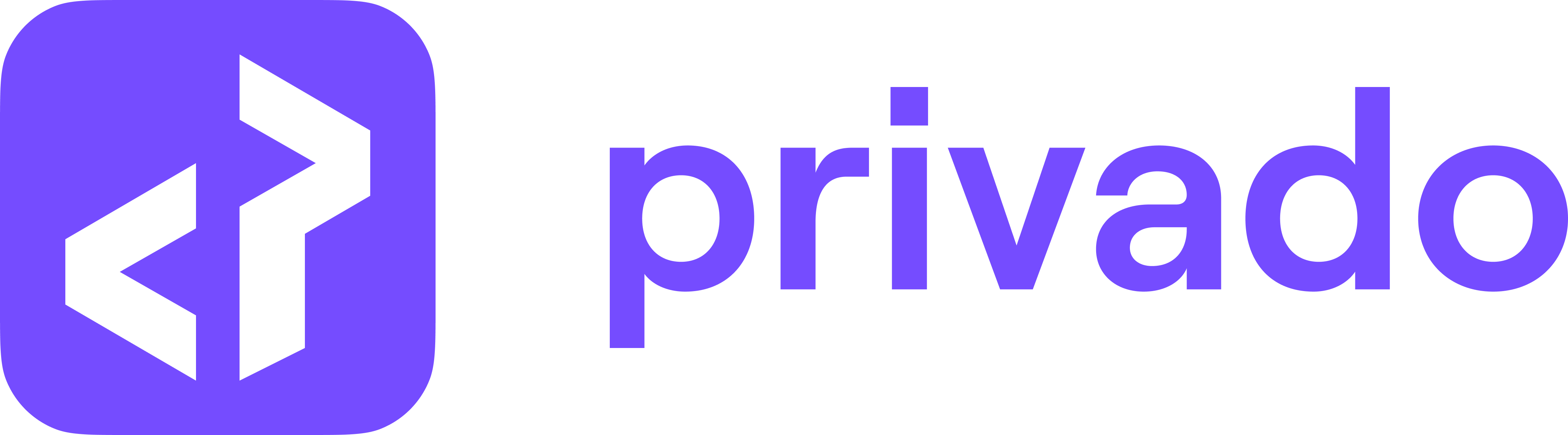 Privado brand logo with a stylized white P inside a purple rounded square next to the word privado.