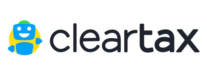ClearTax logo with a blue smiling robot icon next to the brand name in black text.