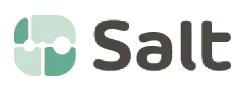 Salt company logo with a segmented circular design in light green next to the word Salt.