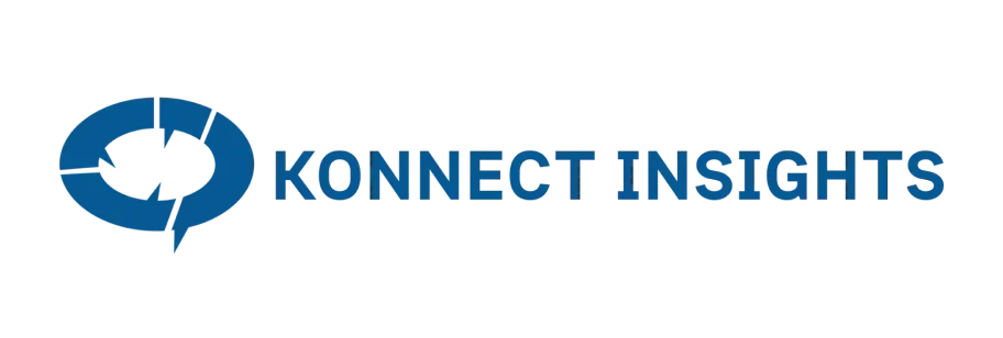 Konnect Insights company logo with blue speech bubble and plus sign design.