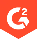 Shield-shaped orange badge with a black stylized G and superscript 2.