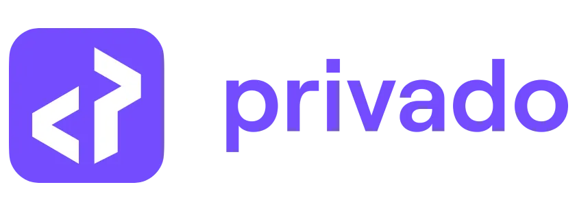 Privado company logo with purple icon and text.
