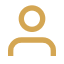 Simple gold user profile icon of a person outline on a transparent background.