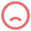 Red circle with a sad face icon with downturned mouth and two eyes inside.