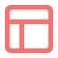 Icon of a calendar with a red outline and grid lines inside.