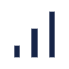 Three vertical bars of increasing height representing a signal or volume level.