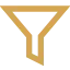 Simple icon of a brown funnel with gray outline and a gray base line.