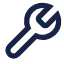 Blue wrench tool icon with a simple outline on a transparent background.