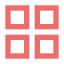 Four pink square outlines arranged in a two-by-two grid on a transparent background.