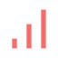 Bar chart with four vertical bars increasing in height from left to right in pink color.