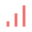 Icon of a red ascending bar chart with four bars increasing in height from left to right.