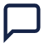 Dark blue chat bubble icon with rounded corners and a tail pointing down to the right.