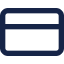 Icon of a credit card with magnetic stripe and chip on a white background.