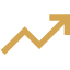 Gold upward trending zigzag arrow representing growth or progress.