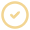 Circular icon with a clock and a checkmark inside.