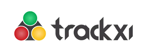 Trackxi logo with three colored circles in a triangle and stylized company name.